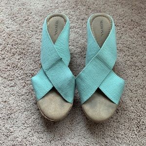 Women’s Merona Blue and Cork Wedge Heels - 8 1/2